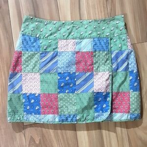 Vineyard Vines Patchwork 100% Cotton Faux Wrap Mini Skirt.
